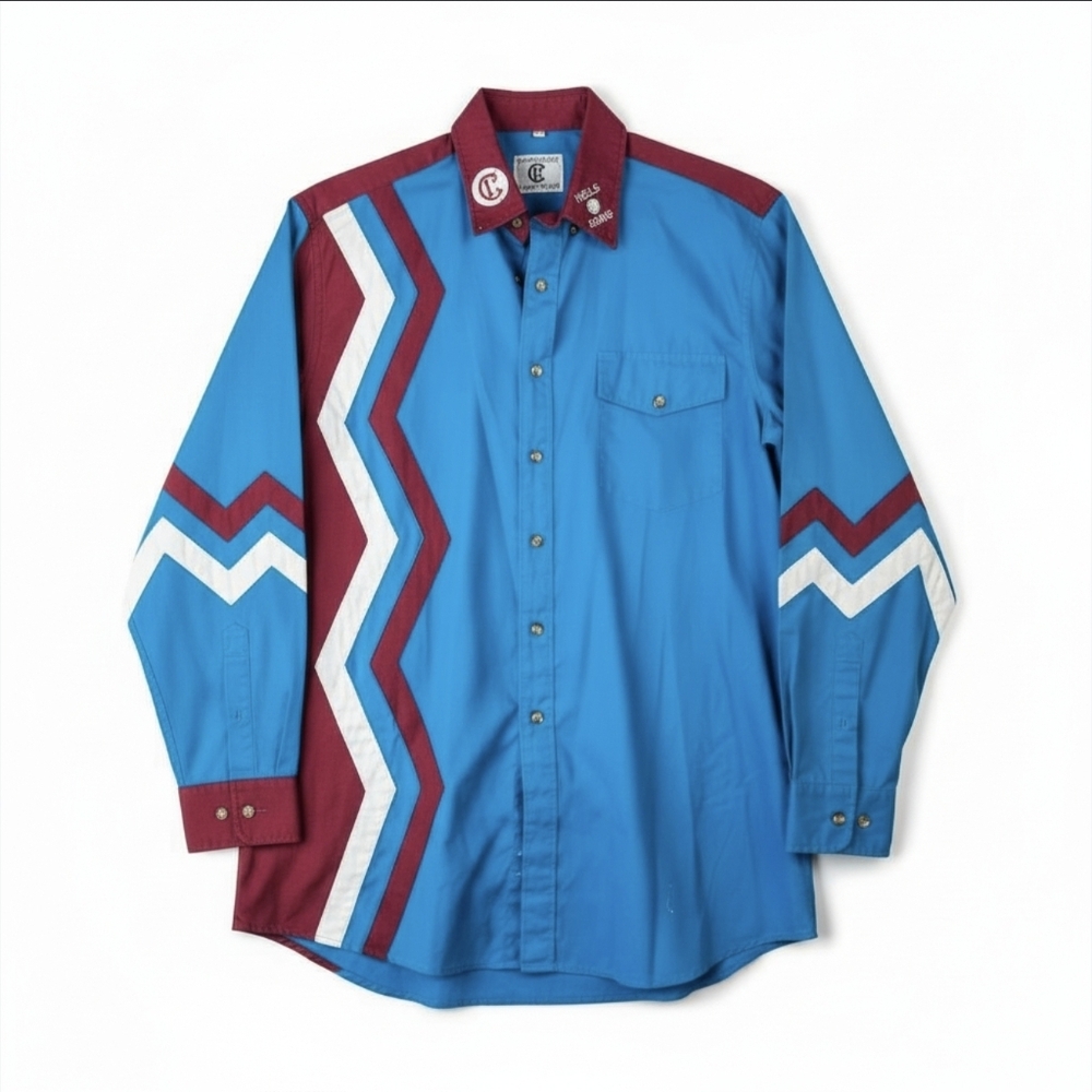 Vintage Corral West Heels 2000 Western Shirt - L | Blue & Maroon Chevron